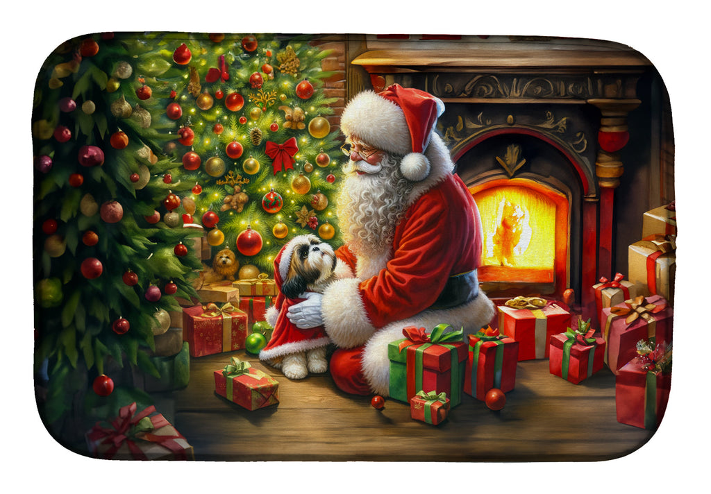 Shih Tzu and Santa Claus Dish Drying Mat