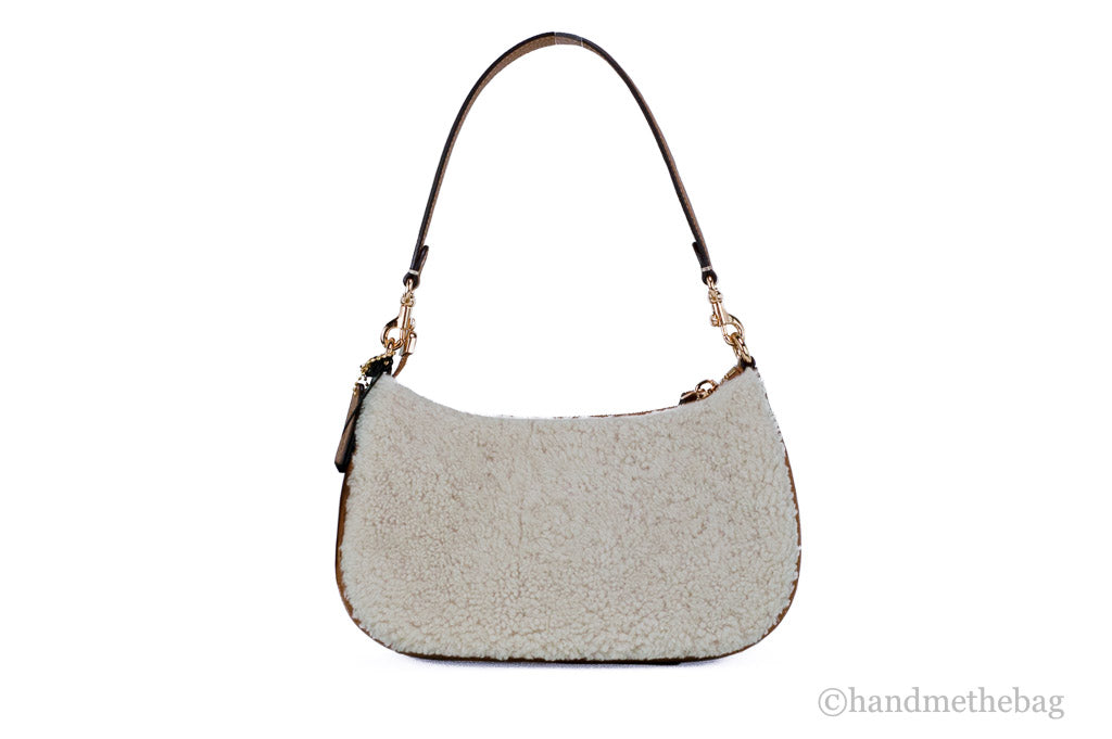 Coach Teri Small Shearling Leather Logo Motif Shoulder Bag