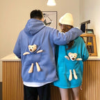 Fleece-lined Loose Mid-length Bear Long-sleeved Sweater