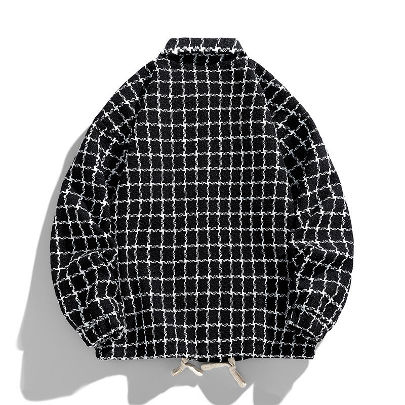 Punk Style Single Breasted Plaid Jacket for Men