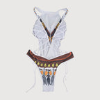 Tribal Print High-Neck Cutout One-Piece Swimsuit