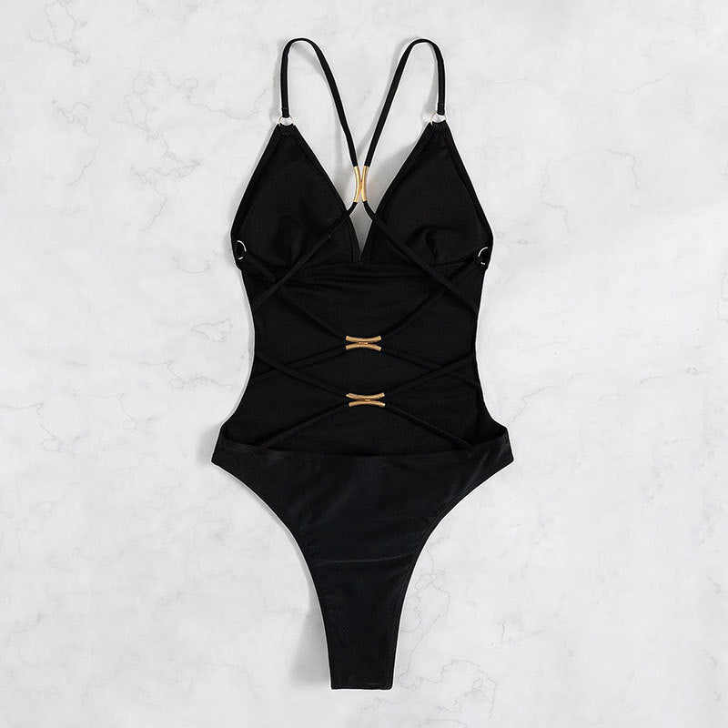 2024 New Women's V-Neck Slimming One-Piece Swimsuit