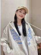 Velvet Women's Hooded Letter Sweater Cardigan Jacket
