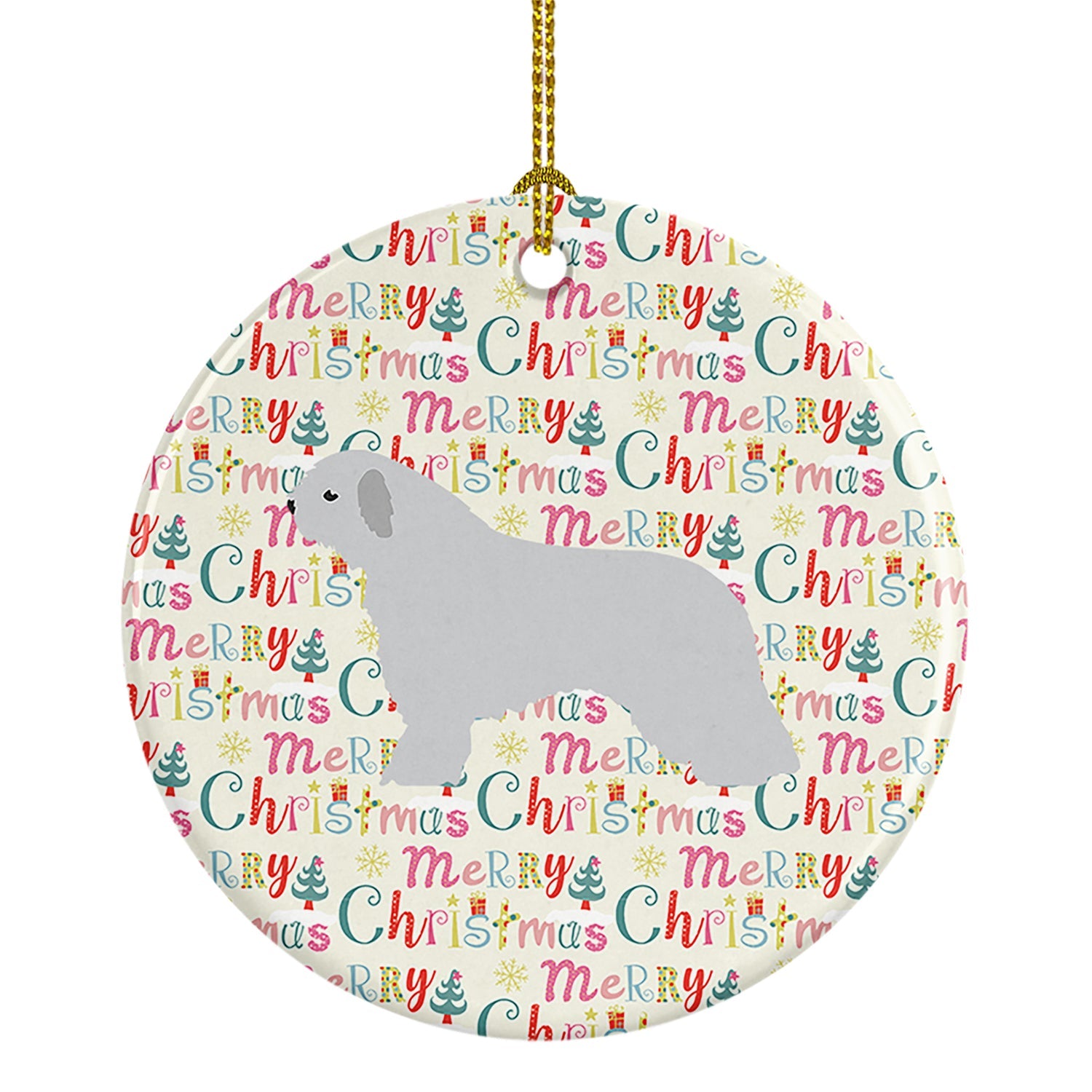 Spanish Water Dog Merry Christmas Ceramic Ornament