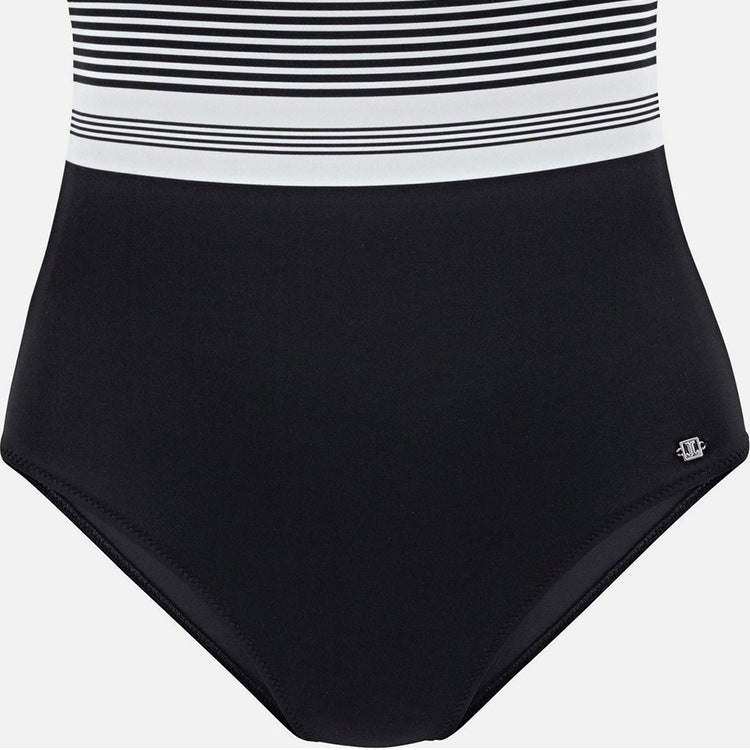 Women's Striped One-Piece Swimsuit - Sexy Design