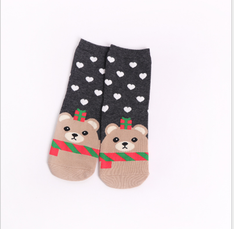 Cute Cartoon Christmas Socks for Women, Cotton Crew Length