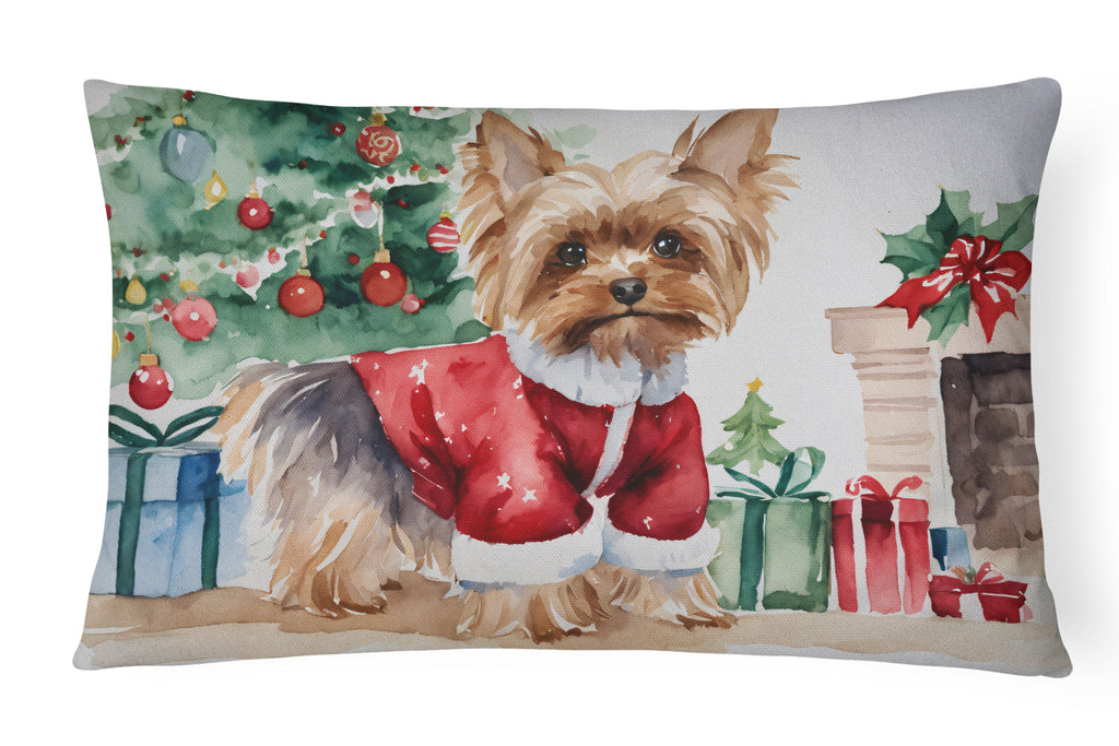 Yorkie Christmas Throw Pillow