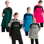 Color Block Hooded Sweater and Swimsuit Set