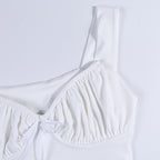 Women's Sexy Bow Tie Pleated U-Neck Tank Top