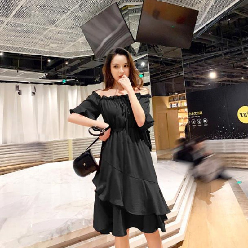 2020 New Short Sleeve Dress with Off-Shoulder Design