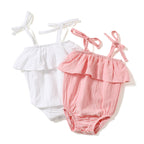 New Cotton-Linen Baby Bodysuit with Tie Design
