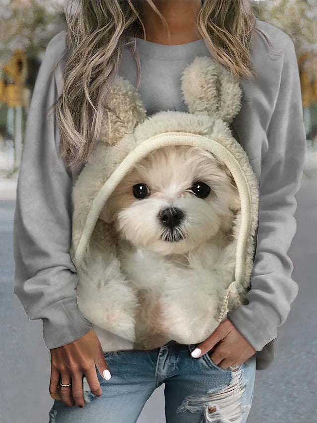 Fashion Cat Women's Round Neck Sweater