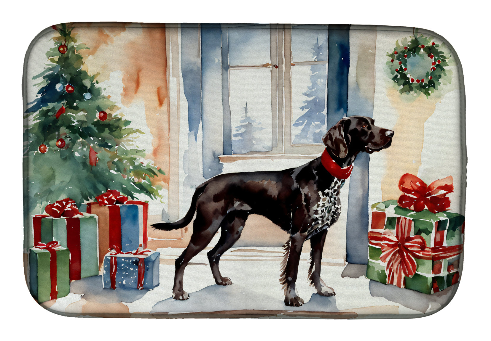 German Shorthaired Pointer Cozy Christmas Dish Drying Mat