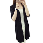 Mid-Length Knitted Sweater Cardigan with Scarf Shawl