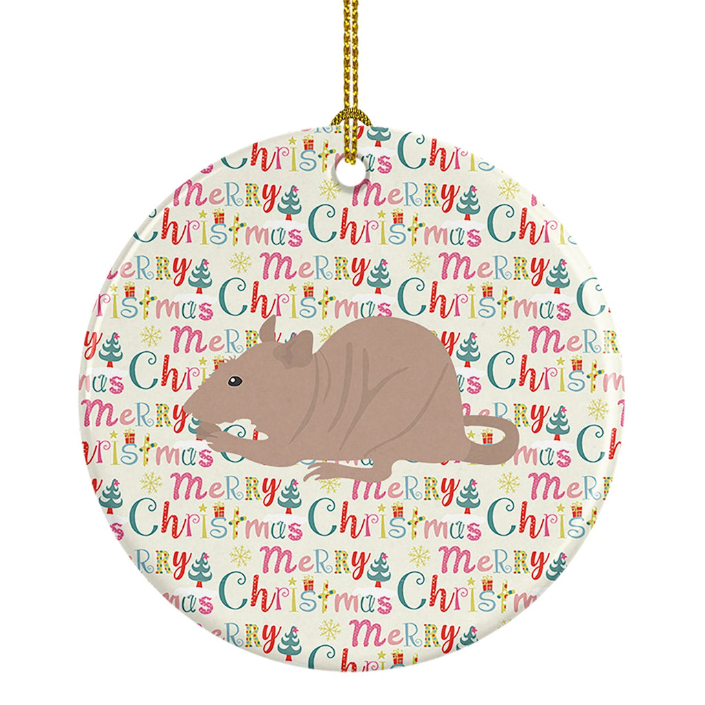 Fuzz Rat Christmas Ceramic Ornament