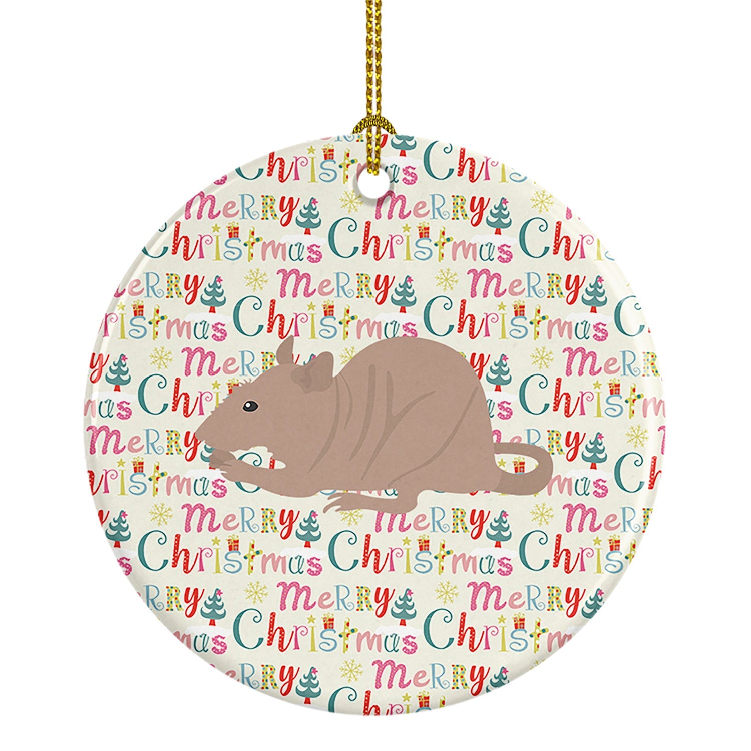 Fuzz Rat Christmas Ceramic Ornament