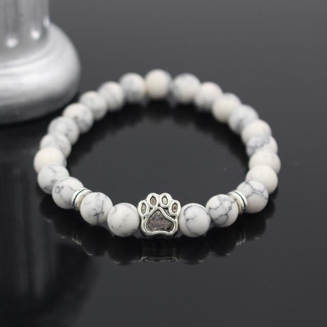Lava Stone Dog Paw Heart Bead Bracelet