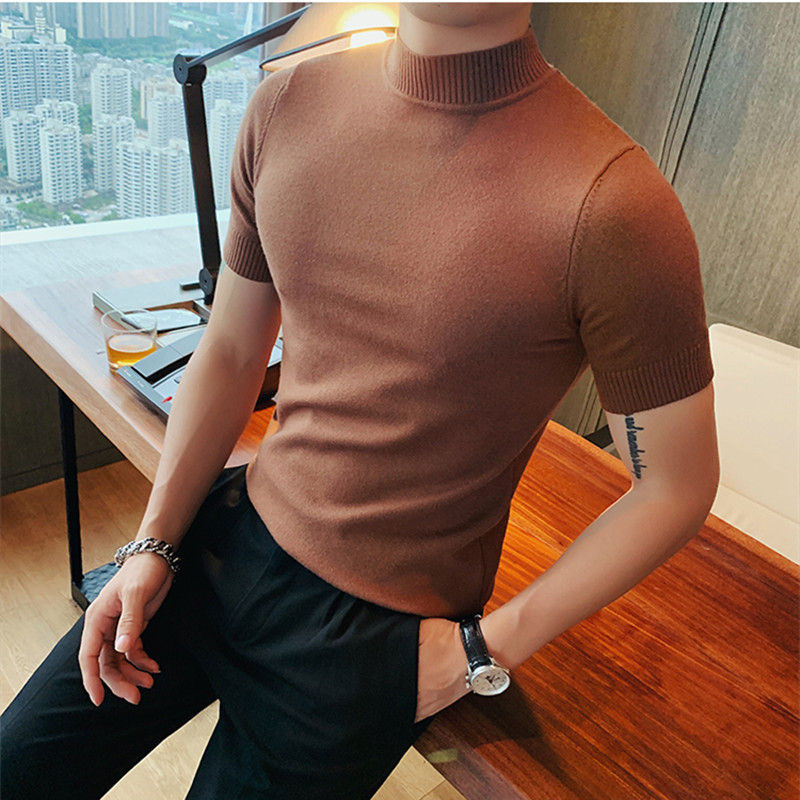 Basic Stretch Half Turtleneck Short Sleeve