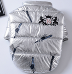 Bright Leather Zipper 2-Sided Cotton Dog Coat