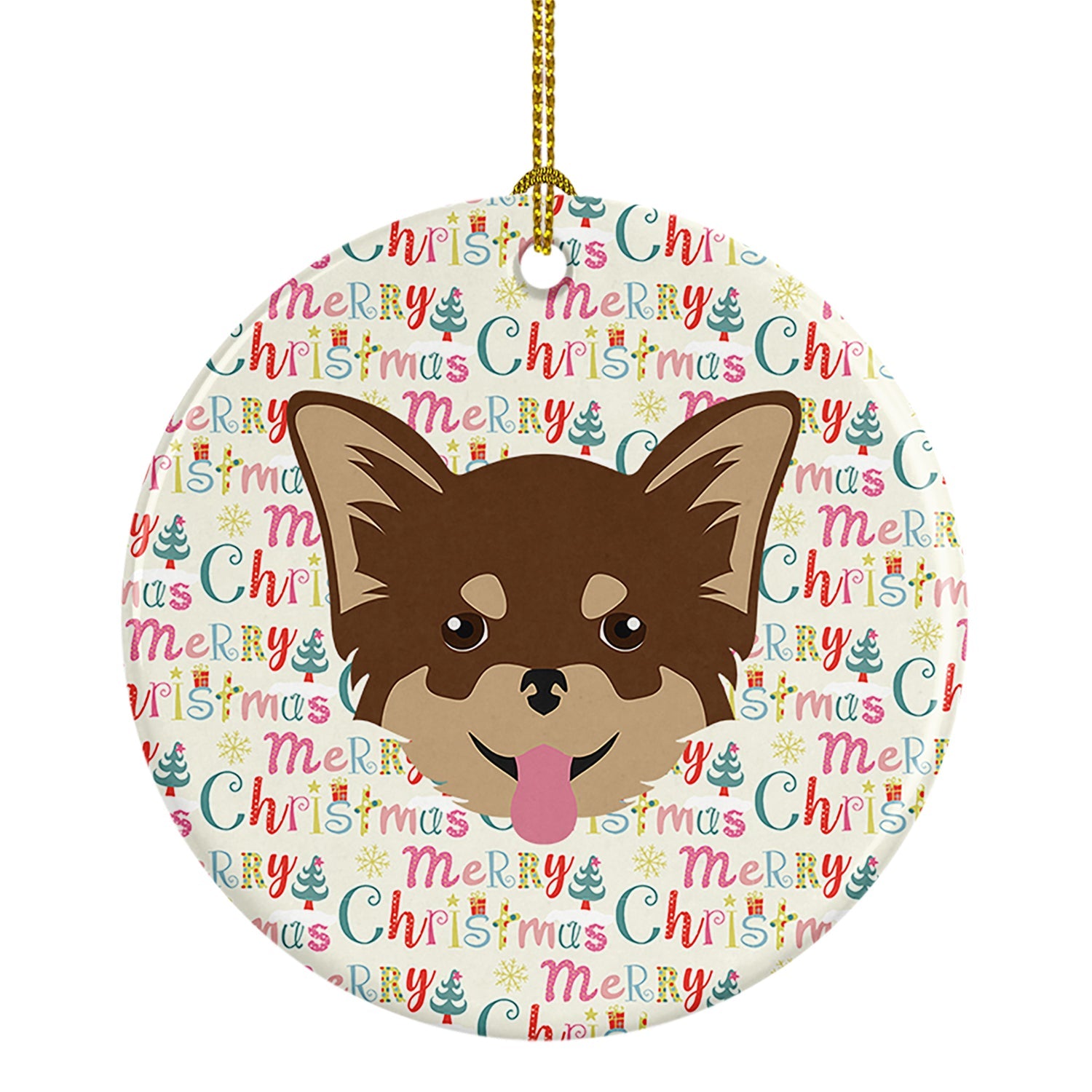 Chihuahua Merry Christmas Ceramic Ornament