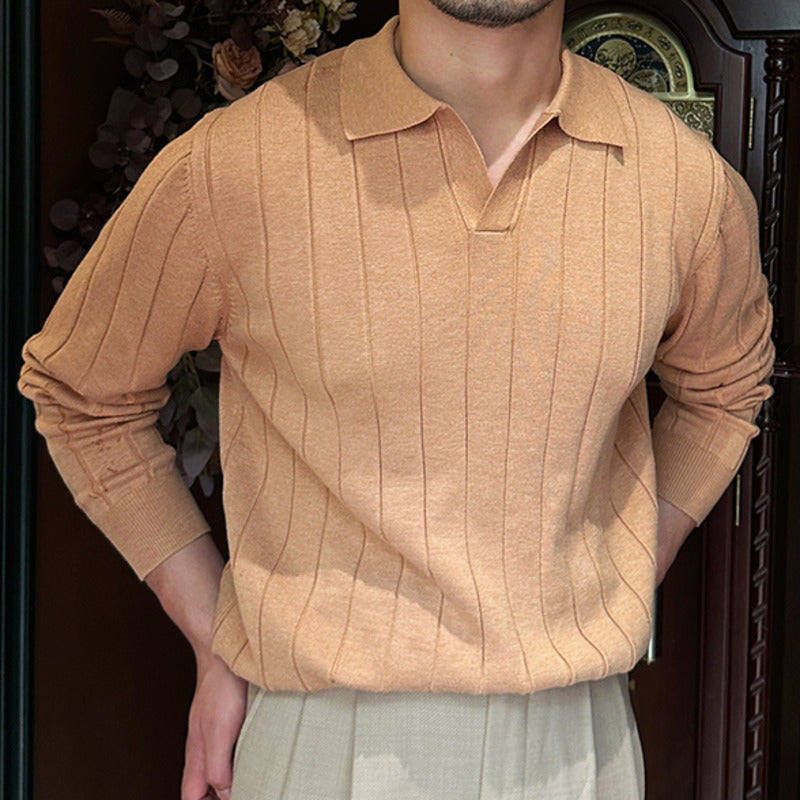 2023 Fall Slim Fit Lapel Knit Sweater for Men