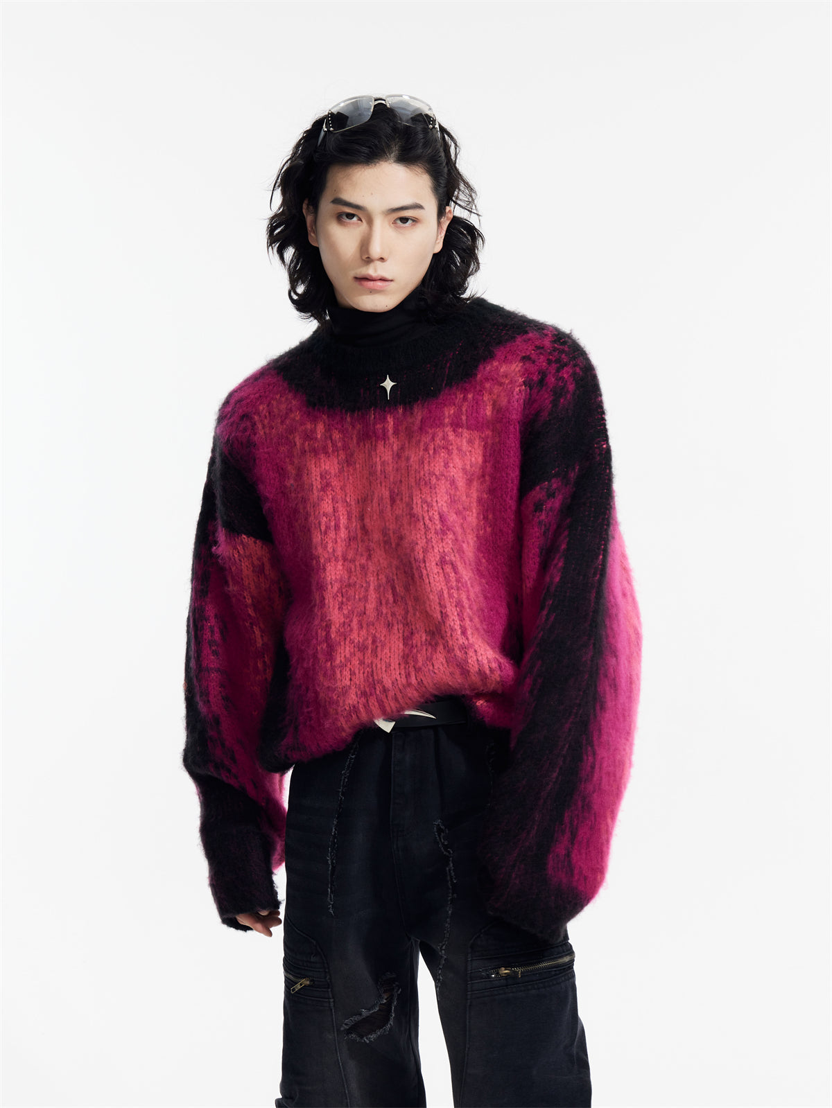 Gradient Design Warm Loose Round Neck Sweater Top