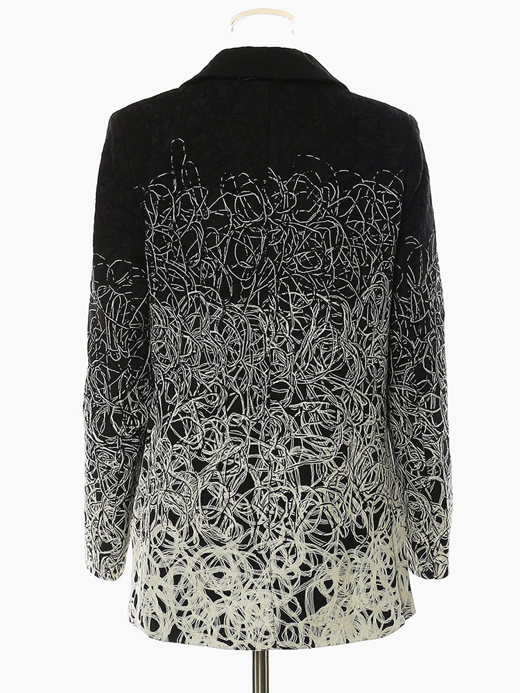 Women’s Black Embroidered Plus Size Blazer Jacket