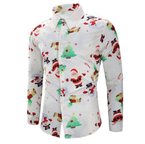 Christmas Men's Loose Fit Printed Long Sleeve Shirt