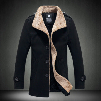 Men's Lamb Wool Jacket with Stand-Up Collar