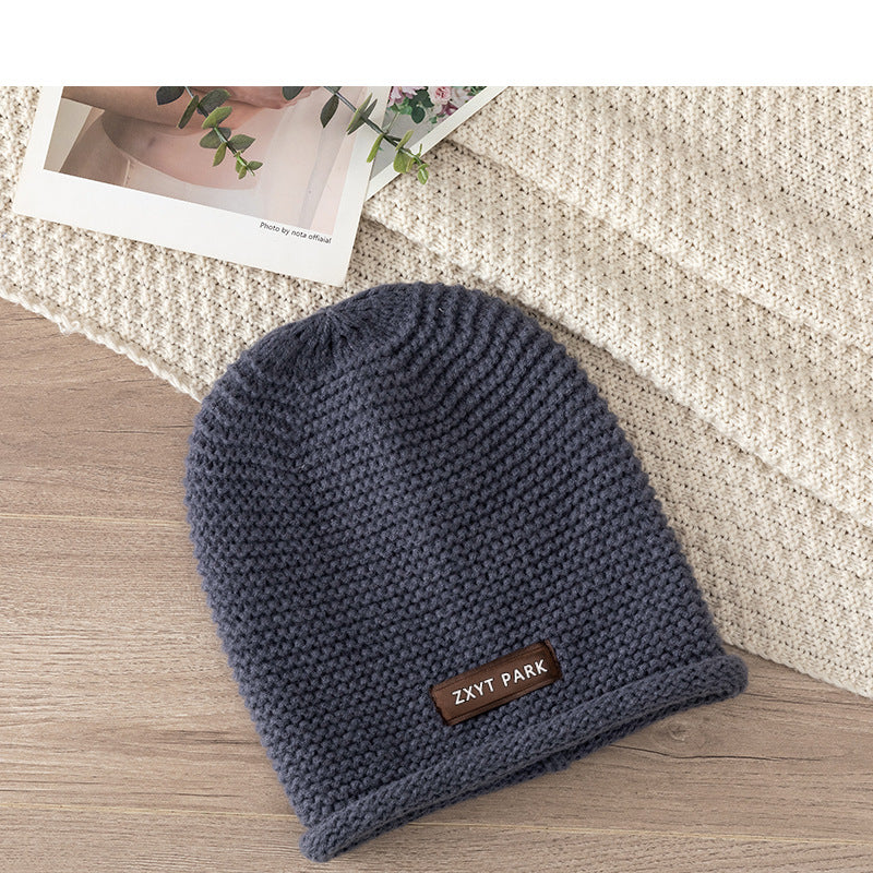 Women's Knitted Wool Sleeve Cap with Letter Design | Embroidered Cap