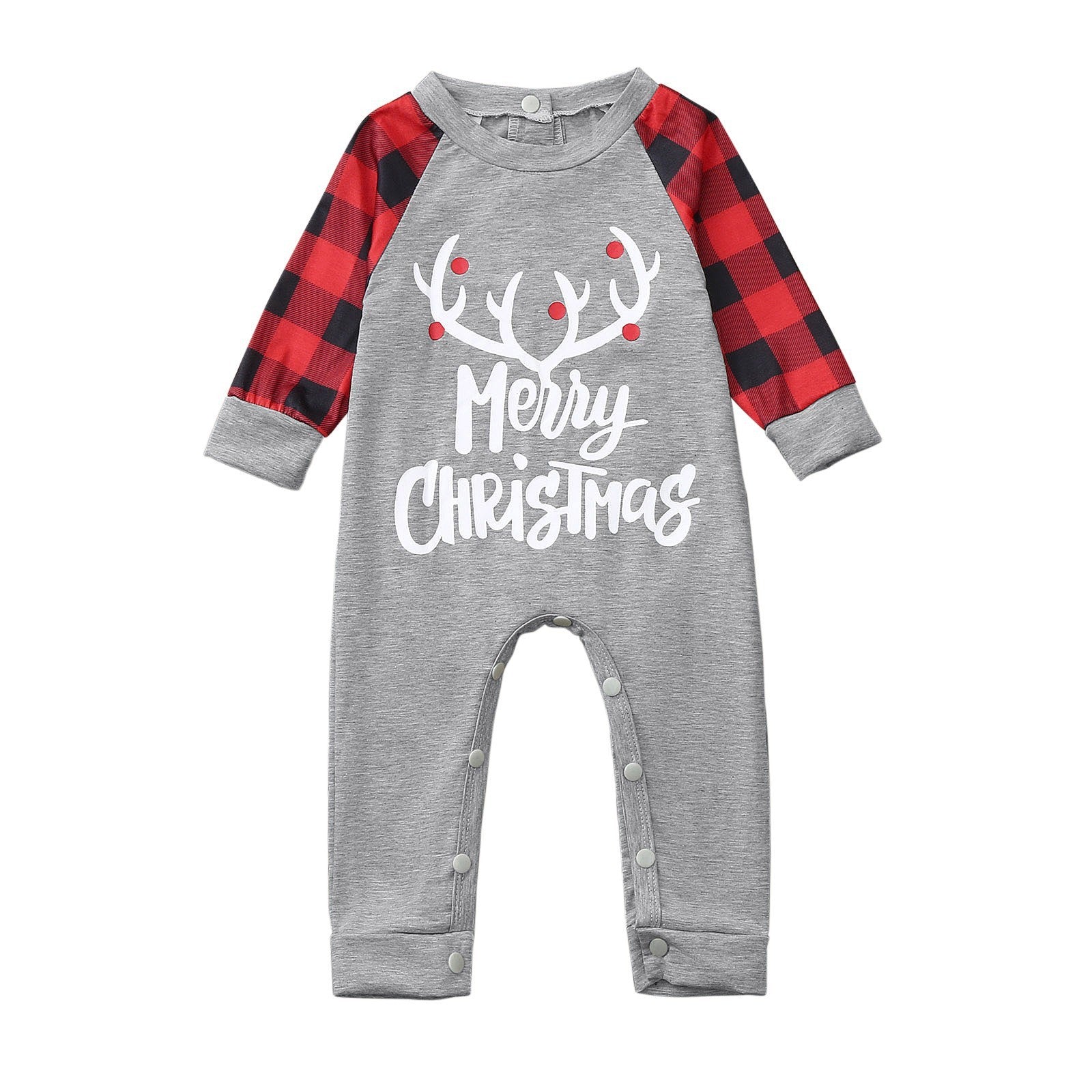 Infant Merry Christmas Plaid Romper