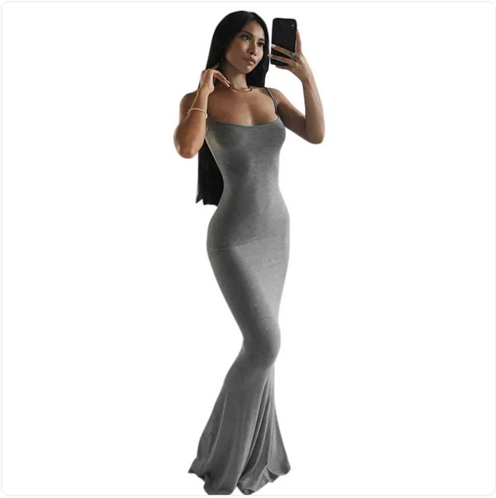 Solid Color Sleeveless Maxi Dress