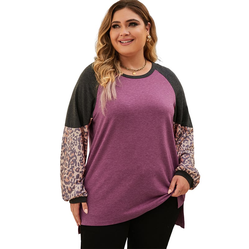 Oversized Leopard Print Contrast Color Sweatshirt | Streetwear