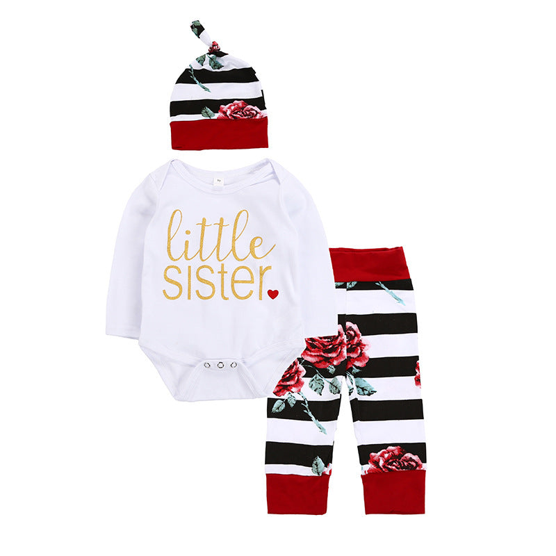 Baby 3-Piece Set: Long Sleeve Bodysuit, Pants, Hat