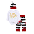 Baby 3-Piece Set: Long Sleeve Bodysuit, Pants, Hat