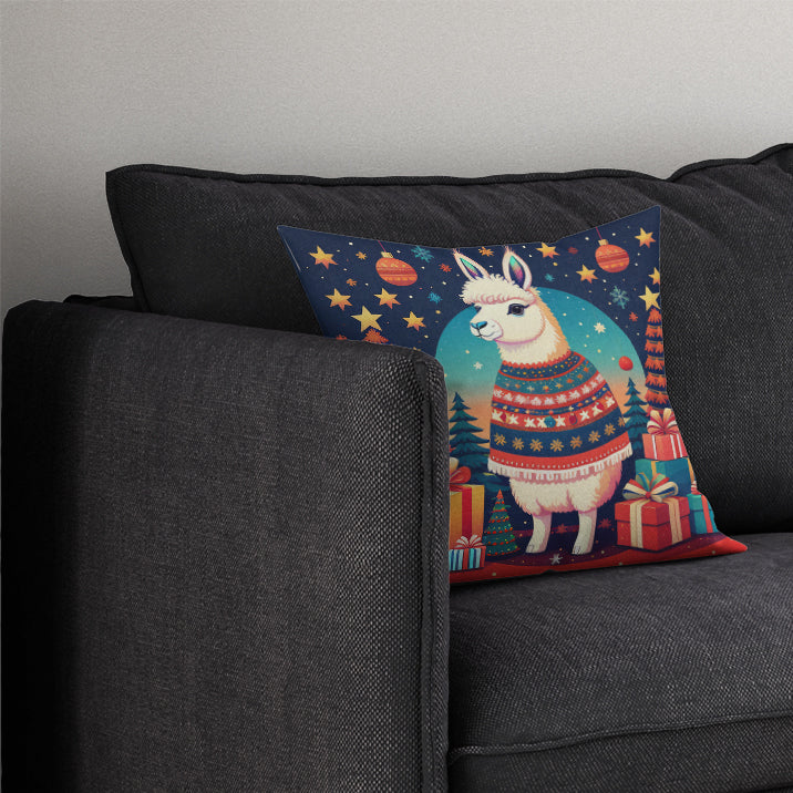 Llama Christmas Throw Pillow