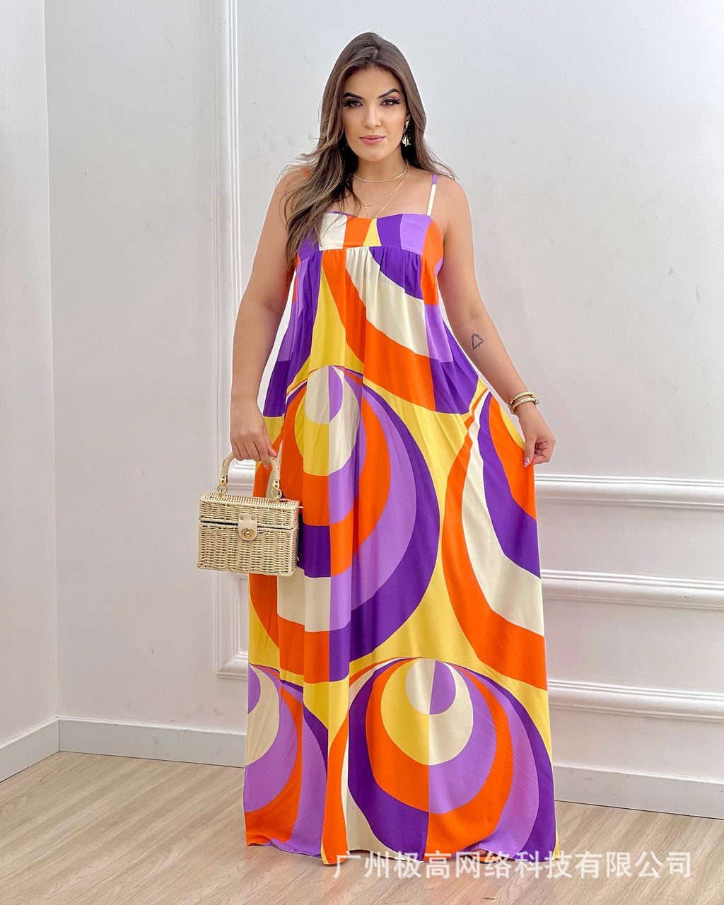 2023 New Colorful Print Loose Maxi Dress