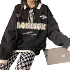 Fleece Top with Sense of Letters Print