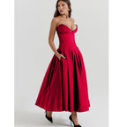Backless Black Fishbone Corset Tube Top Dress