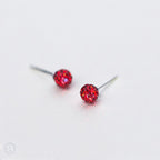Sweet Christmas Earrings - Silver Red Studs