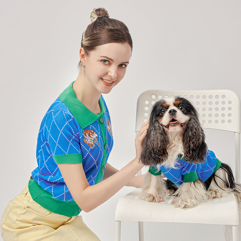 Blue Tiger Cardigan Dog Sweater Pet Costume