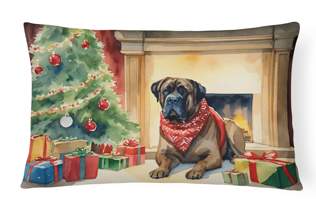 Bullmastiff Cozy Christmas Throw Pillow