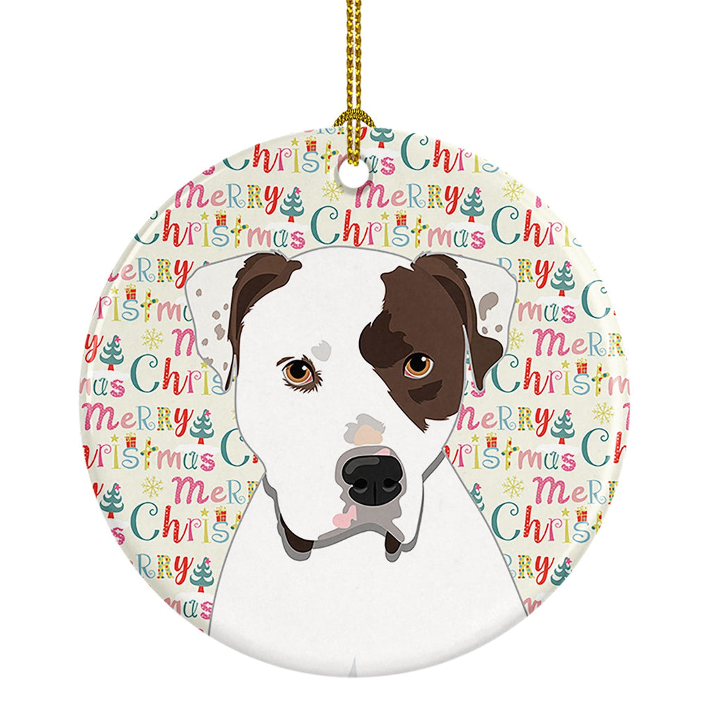 Pit Bull White #2 Christmas Ceramic Ornament