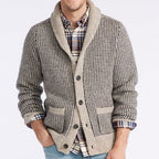 Men's Casual Jacquard Sweater with Lapel Cardigan