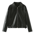 Women's Solid Color Lapel Zipper Jacket