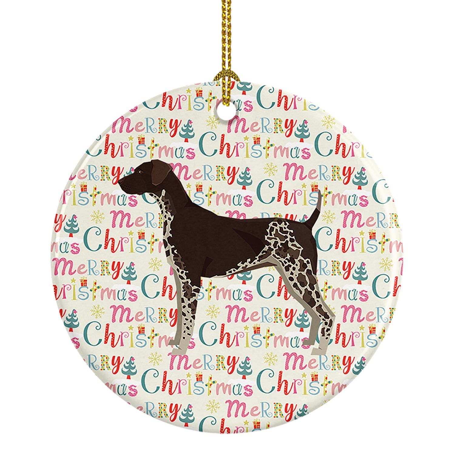 German Shorthaired Pointer Merry Christmas Ceramic Ornament
