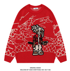 American Street Fashion Jacquard Round Neck Sweater