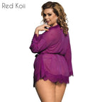 Plus Size Sexy Lace Lingerie with V-Neck Nightgown