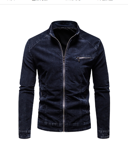 Men's Vintage Denim Jacket - Autumn Casual Wear (One Piece)