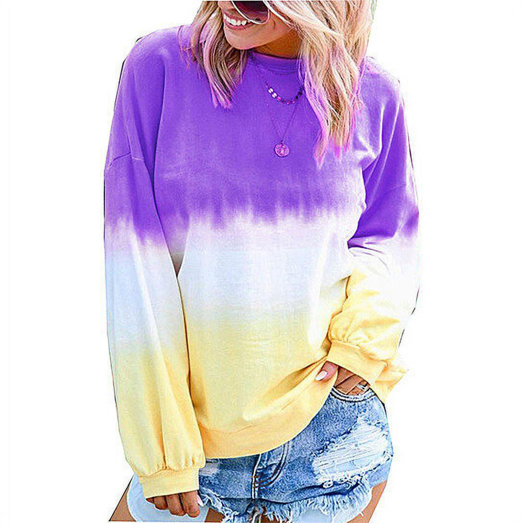 Women's Long Sleeve Rainbow Gradient Sweatshirt | Streetwear